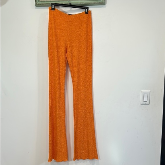 Naked Wardrobe Textures Orange Flared Knit pull on stretch Pants size XL women’s - Picture 1 of 5